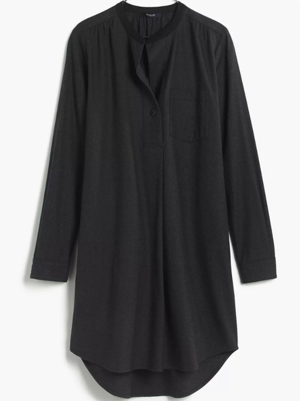 Madewell Latitude Charcoal Gray Wool Blend Crew Neck Shirt Dress Size Med E0910 - Picture 2 of 12